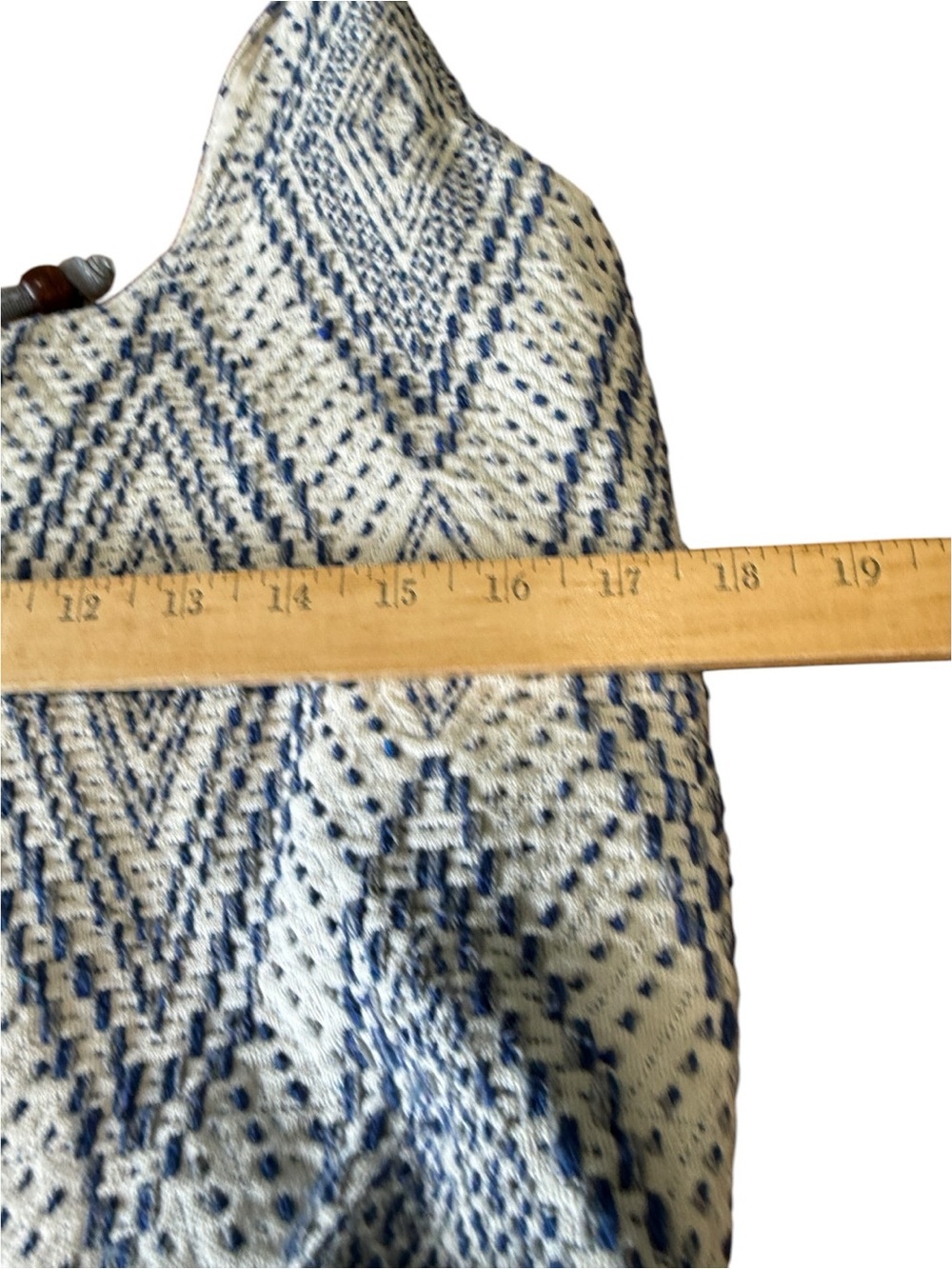 Blue and Cream Geometric Hobo Tote Bag Beach Bag - Picture 9 of 9